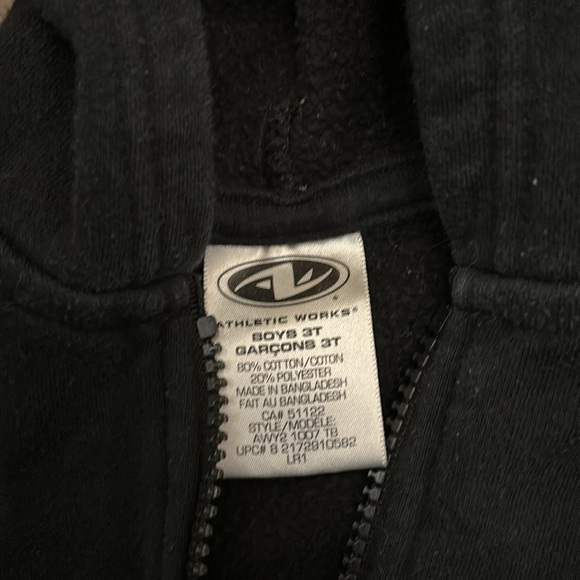 Boys Plain Black Zipper Hoodie, Athletic Works 3T - Picture 2 of 2